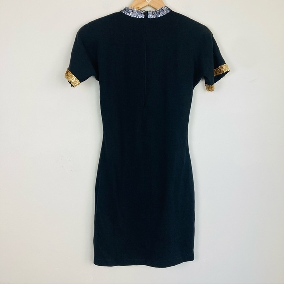 Vintage 90s bodycon black cocktail dress with sequin trim. Size small - Picture 5 of 7